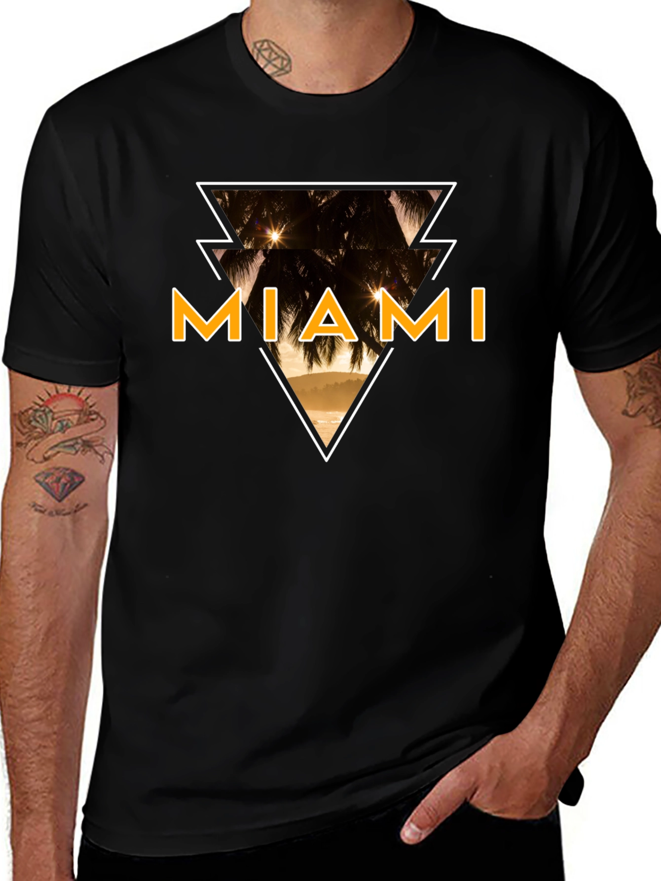 Miami Graphic Tee - Black Cotton T-Shirt