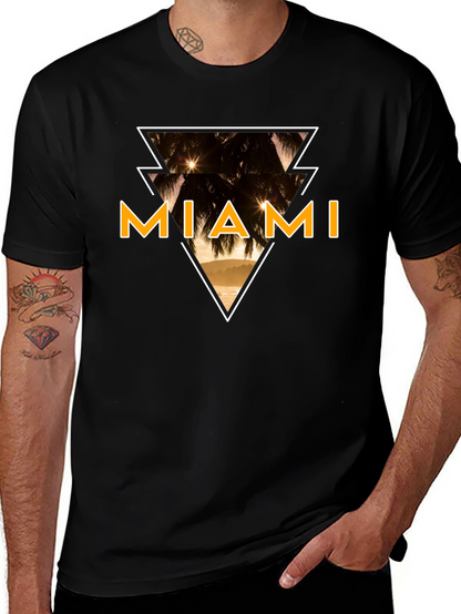 Miami Graphic Tee - Black Cotton T-Shirt