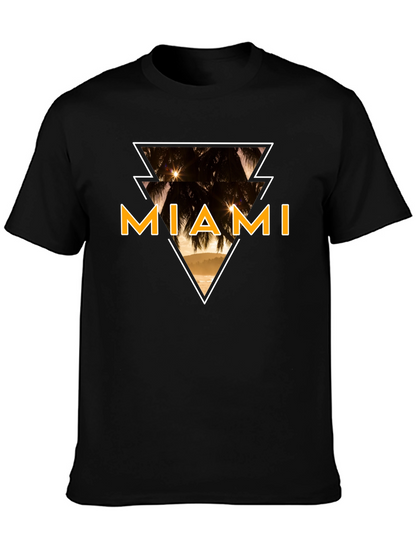 Miami Graphic Tee - Black Cotton T-Shirt