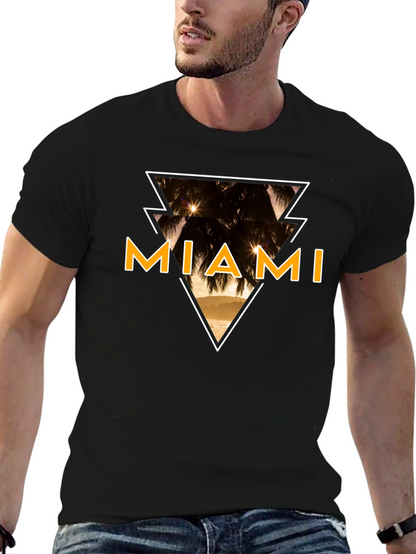 Miami Graphic Tee - Black Cotton T-Shirt