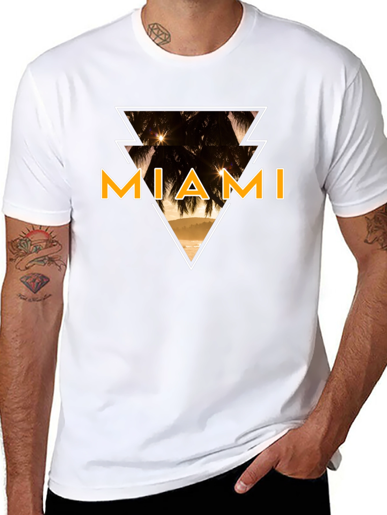 Miami Graphic Tee - Black Cotton T-Shirt