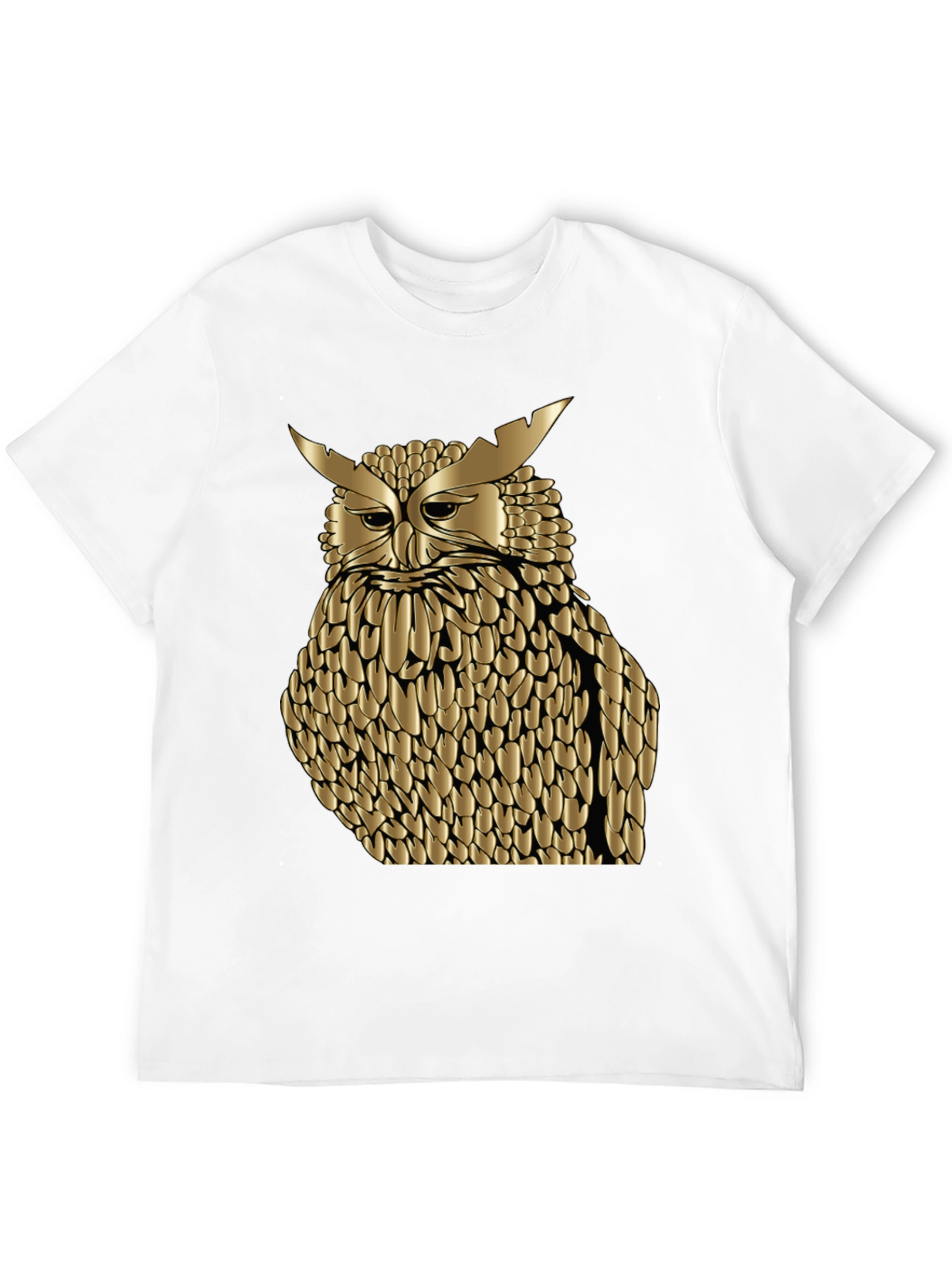 Golden Owl Graphic Tee - Black Cotton Blend Shirt