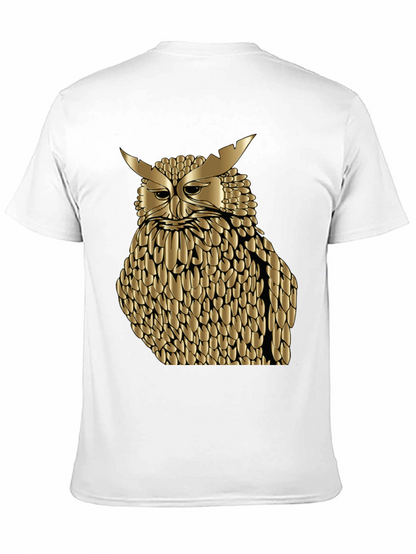Golden Owl Graphic Tee - Black Cotton Blend Shirt