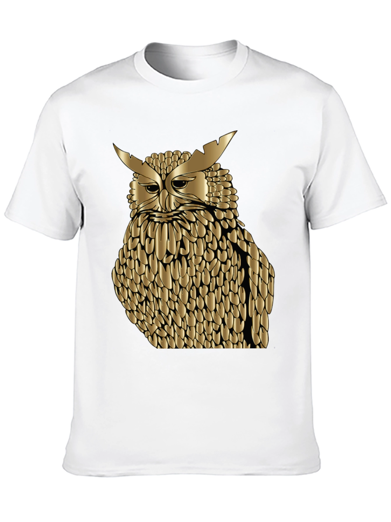 Golden Owl Graphic Tee - Black Cotton Blend Shirt