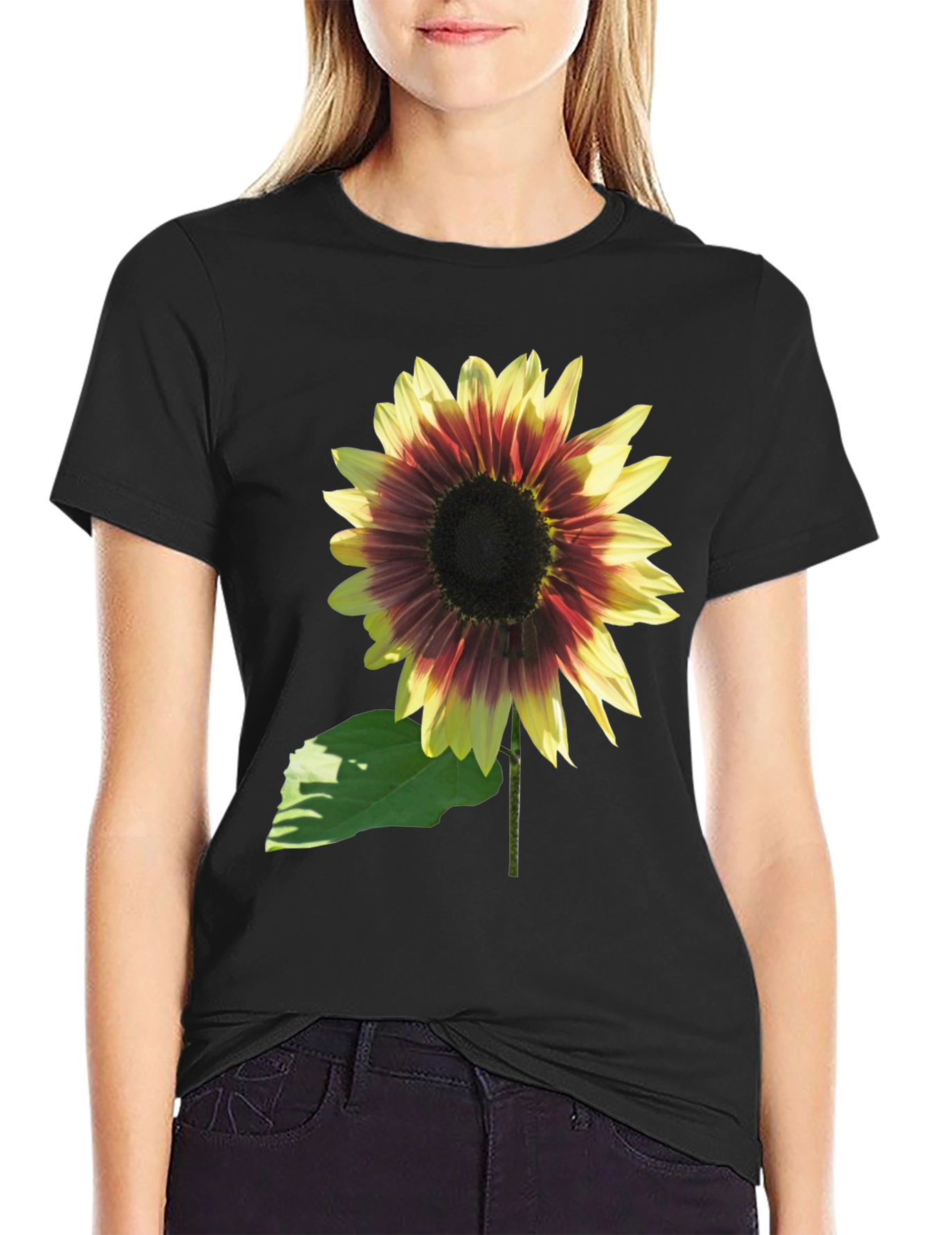 Sunflower Graphic Tee - Black Cotton Blend