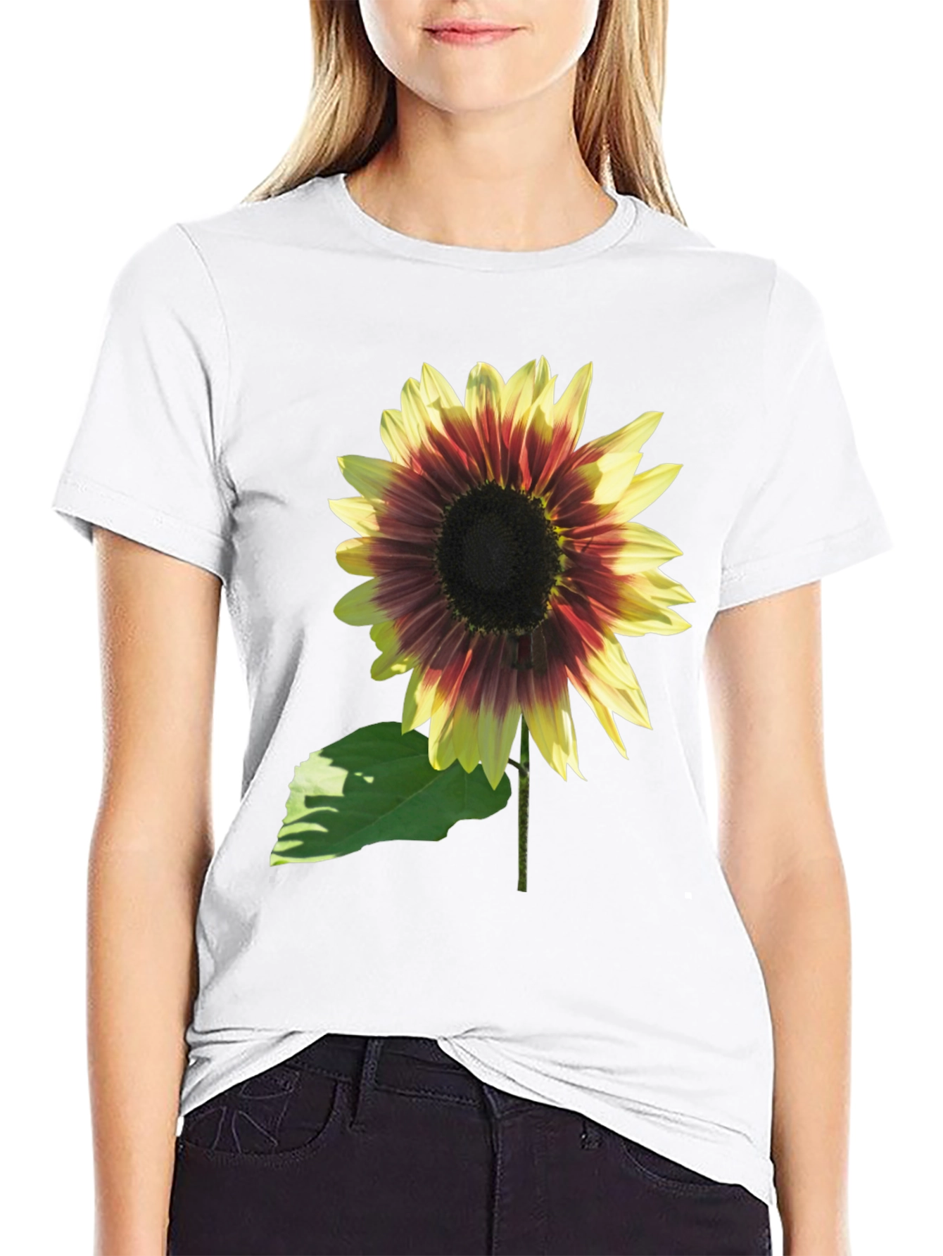 Sunflower Graphic Tee - Black Cotton Blend