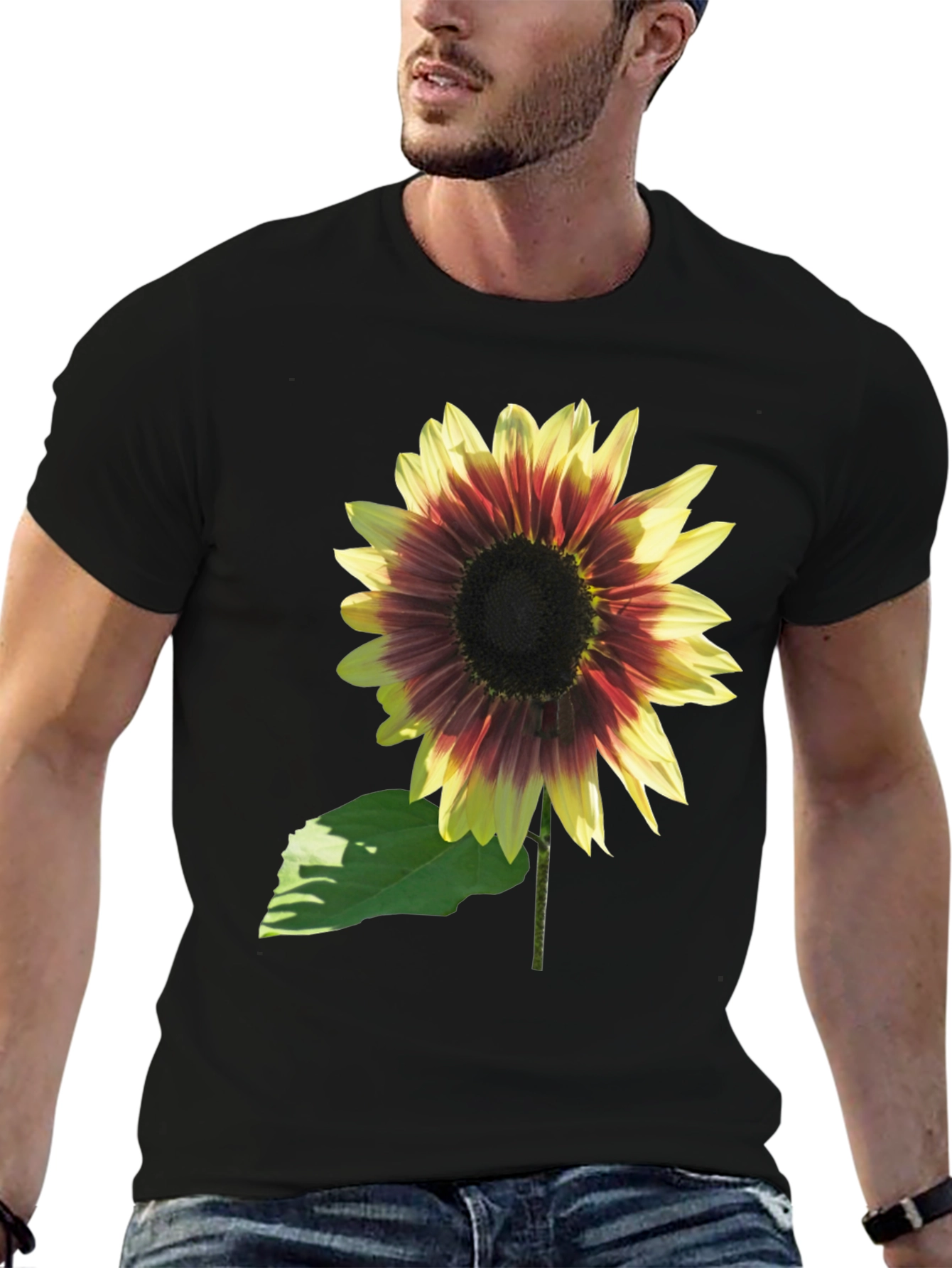 Sunflower Graphic Tee - Black Cotton Blend