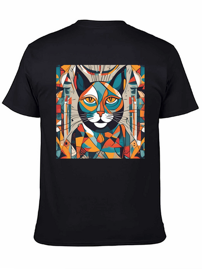 Abstract Cat Graphic Tee - Artistic Style