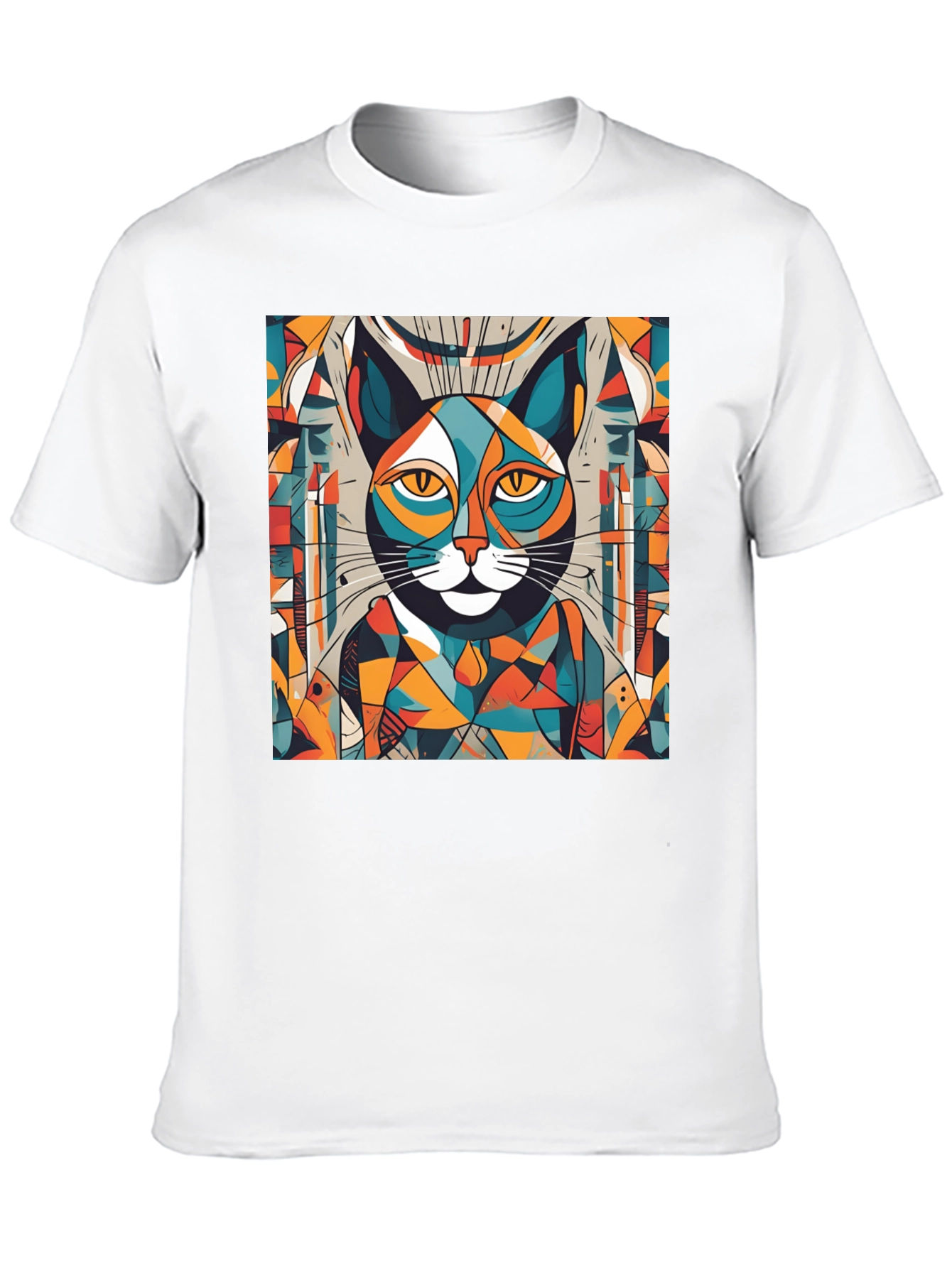 Abstract Cat Graphic Tee - Artistic Style