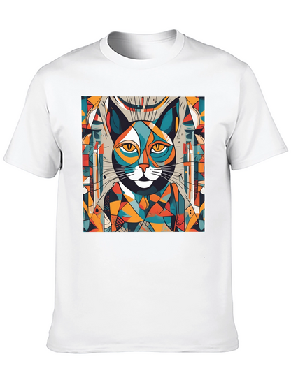 Abstract Cat Graphic Tee - Artistic Style