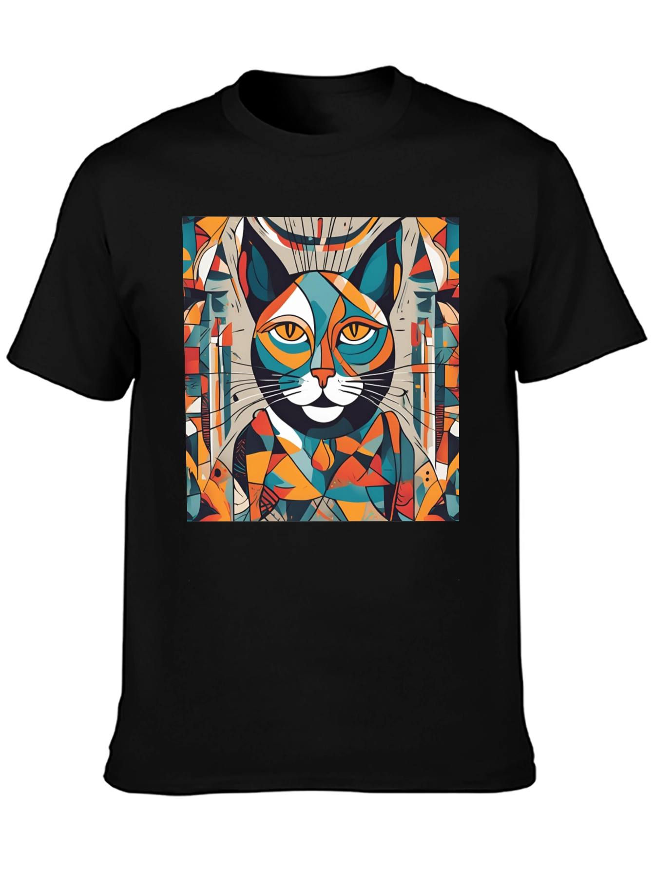 Abstract Cat Graphic Tee - Artistic Style