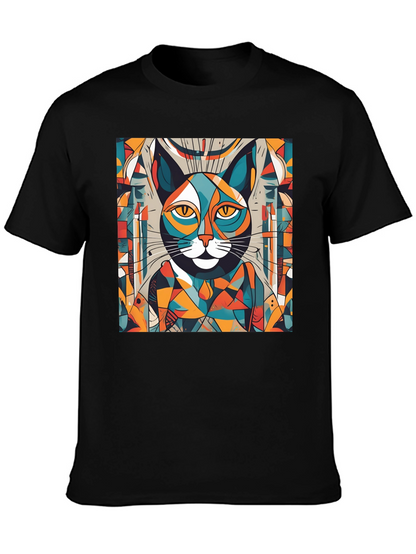Abstract Cat Graphic Tee - Artistic Style