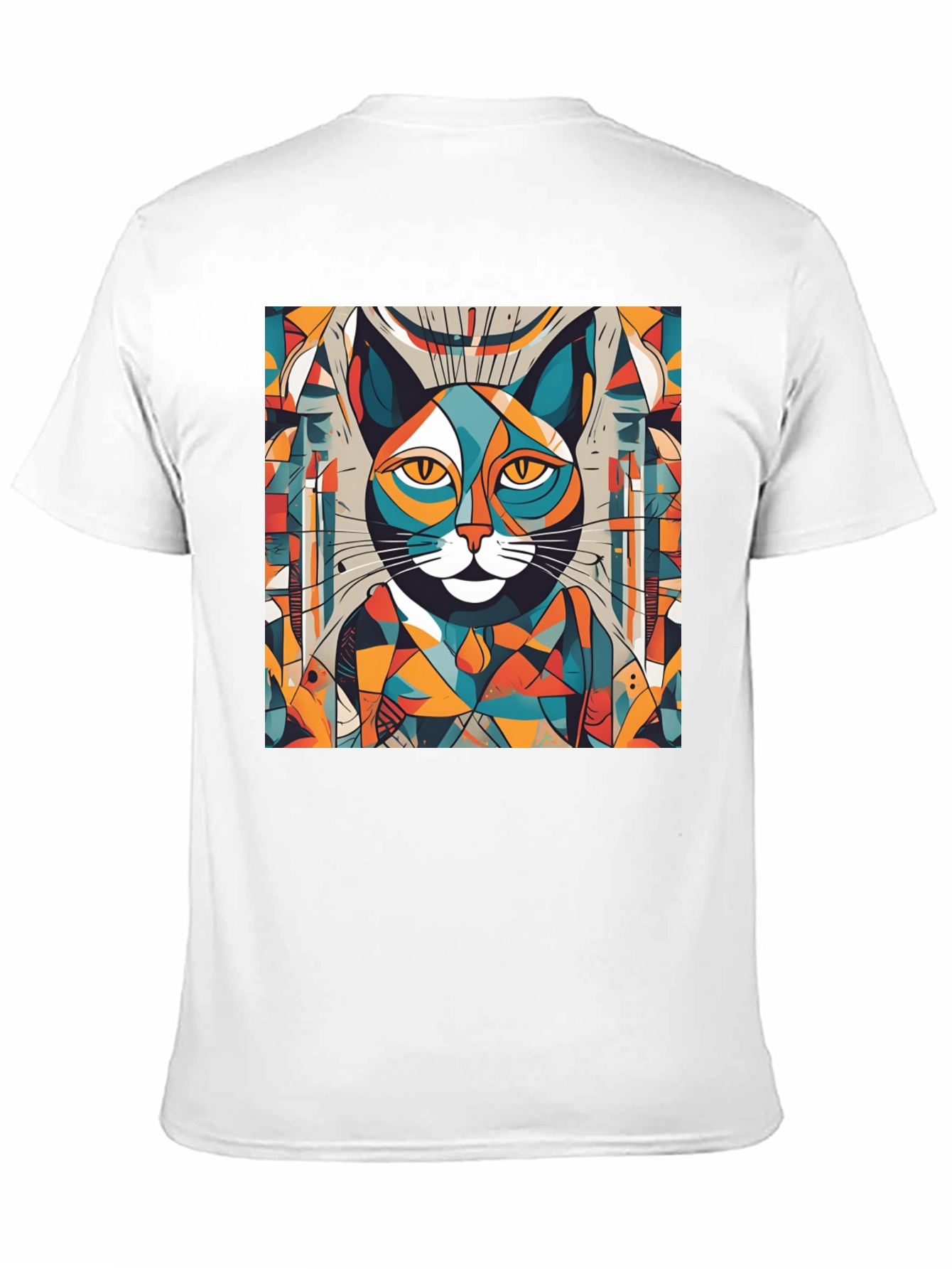 Abstract Cat Graphic Tee - Artistic Style