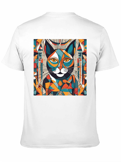 Abstract Cat Graphic Tee - Artistic Style