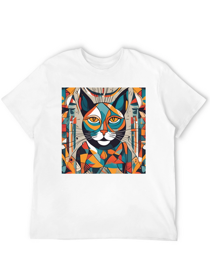 Abstract Cat Graphic Tee - Artistic Style