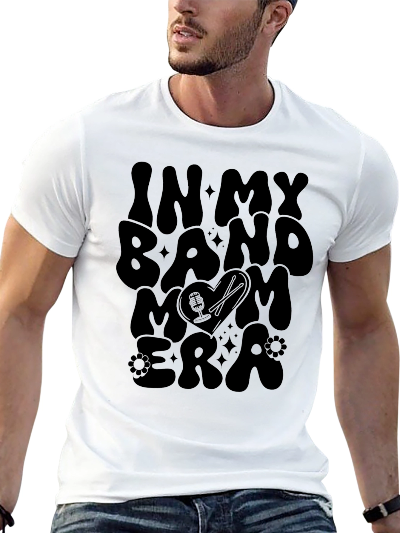 In My Band Mom Era Black Graphic Tee