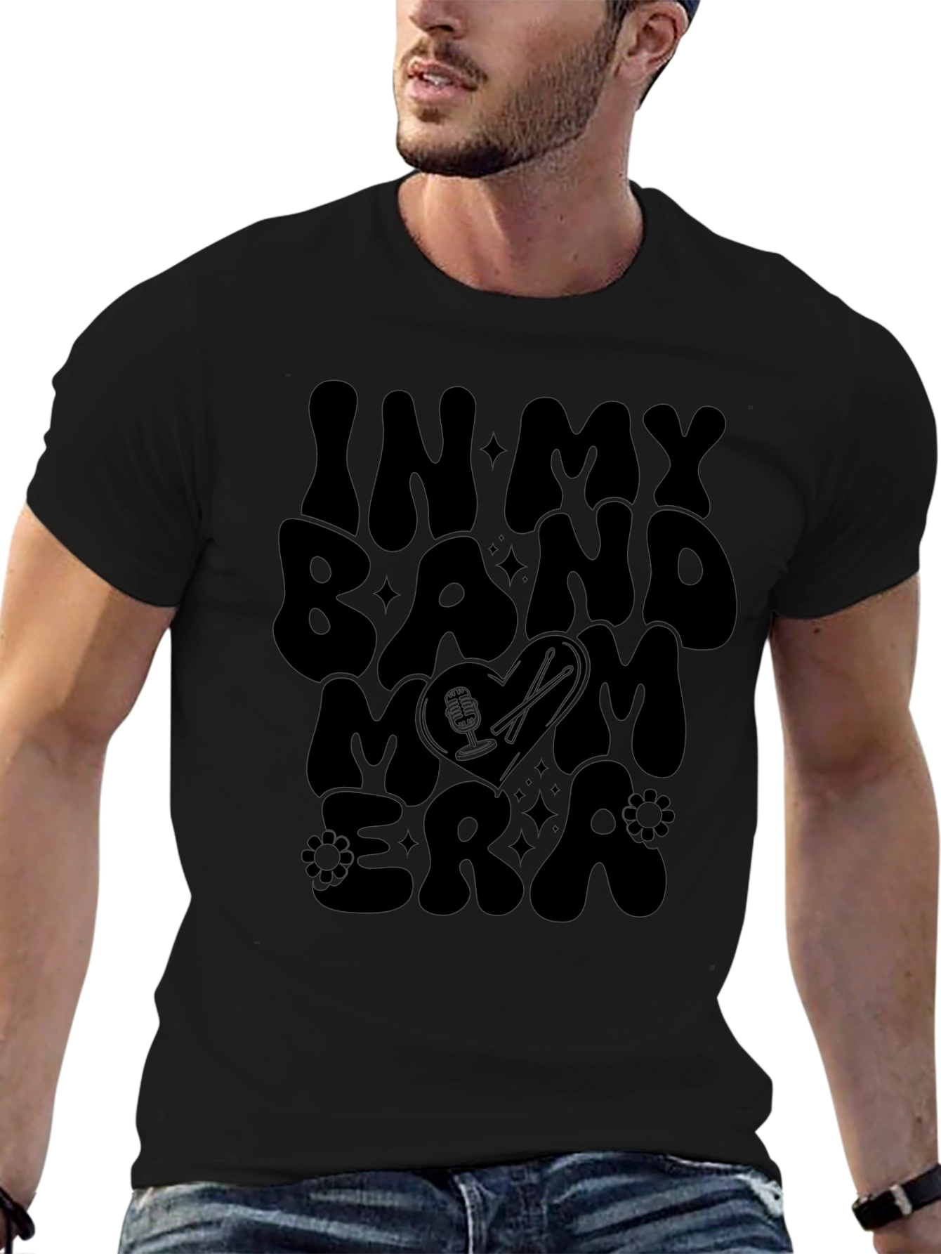 In My Band Mom Era Black Graphic Tee