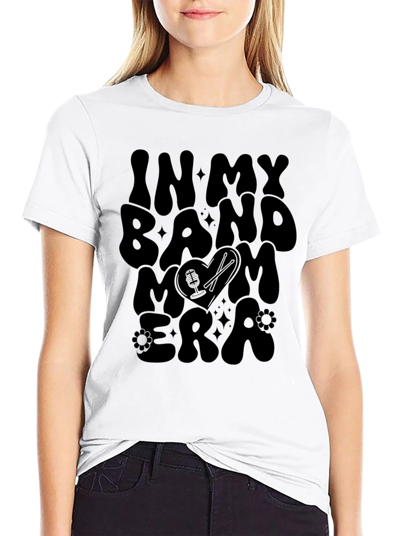 In My Band Mom Era Black Graphic Tee