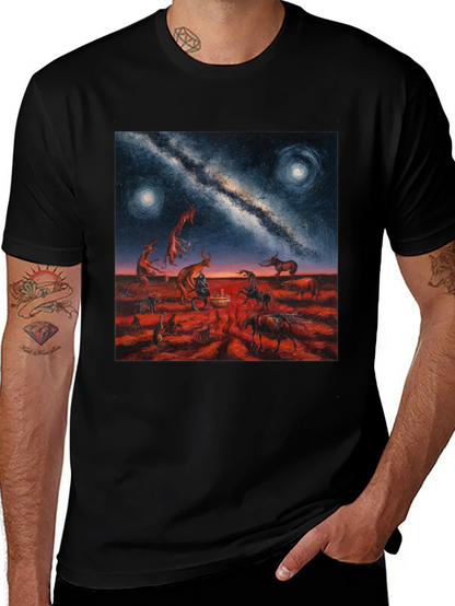 Surreal Night Sky Graphic Tee - Unique Black T-Shirt