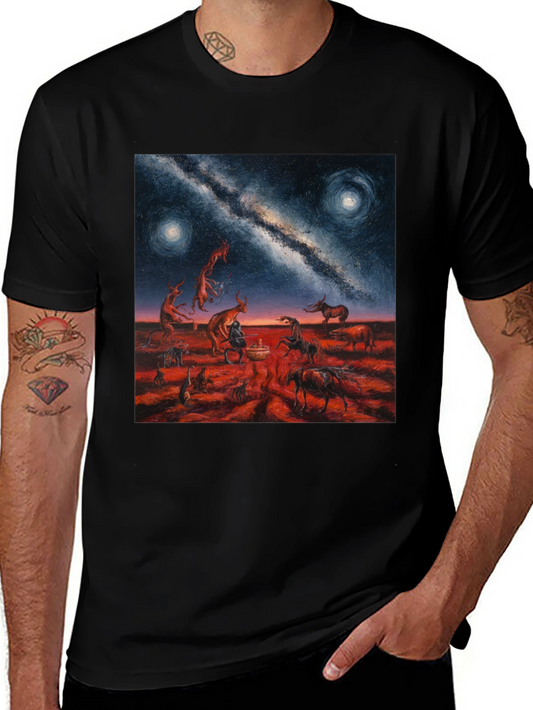 Surreal Night Sky Graphic Tee - Unique Black T-Shirt