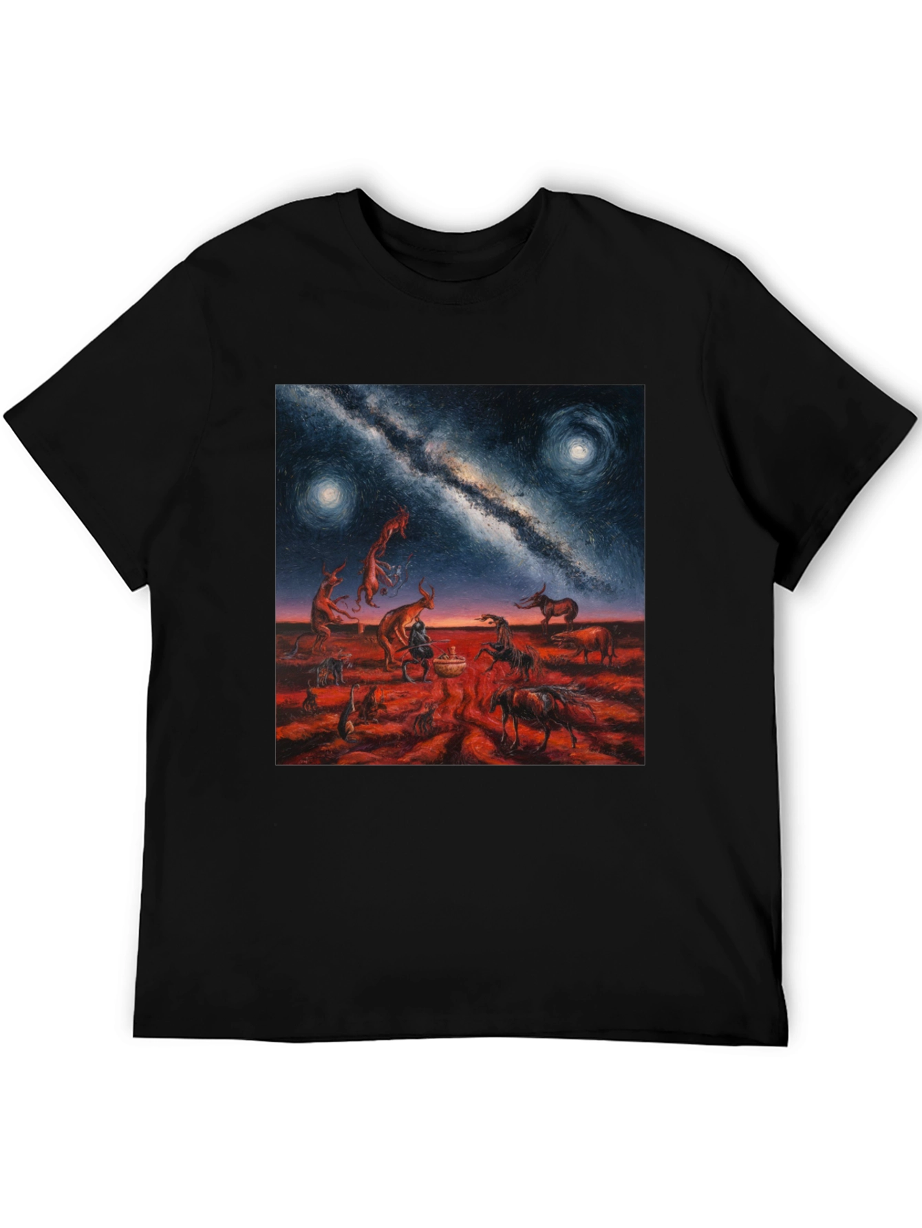 Surreal Night Sky Graphic Tee - Unique Black T-Shirt