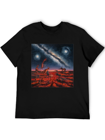 Surreal Night Sky Graphic Tee - Unique Black T-Shirt