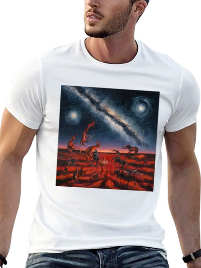 Surreal Night Sky Graphic Tee - Unique Black T-Shirt