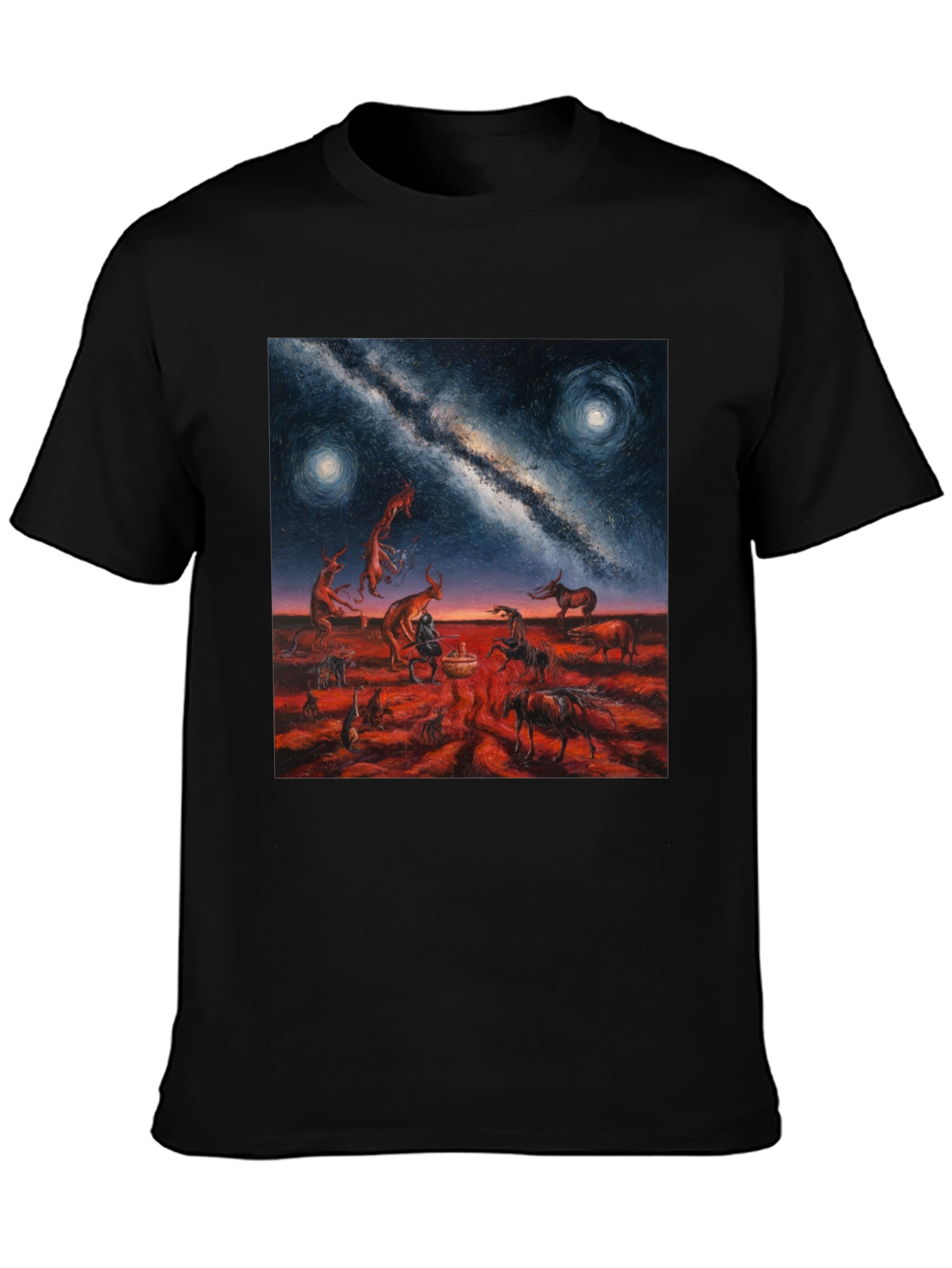 Surreal Night Sky Graphic Tee - Unique Black T-Shirt