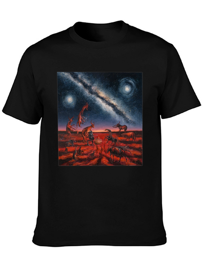 Surreal Night Sky Graphic Tee - Unique Black T-Shirt