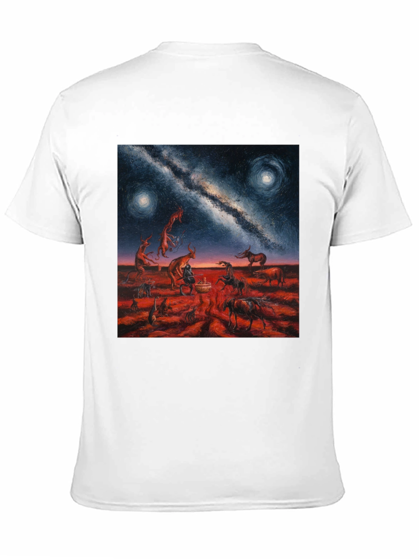 Surreal Night Sky Graphic Tee - Unique Black T-Shirt