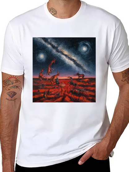 Surreal Night Sky Graphic Tee - Unique Black T-Shirt