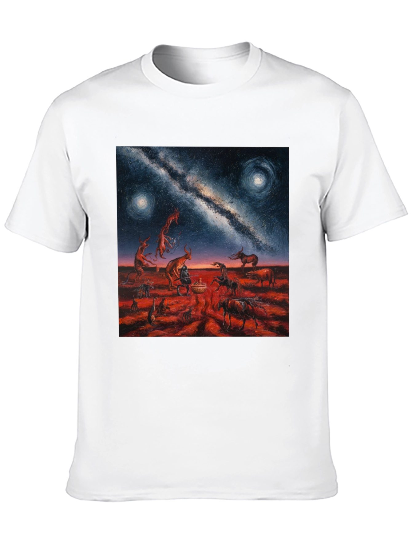 Surreal Night Sky Graphic Tee - Unique Black T-Shirt