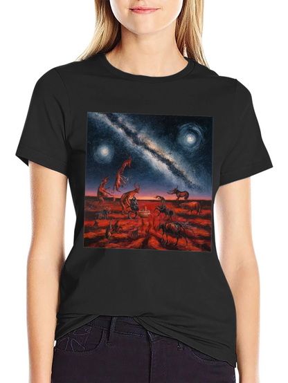 Surreal Night Sky Graphic Tee - Unique Black T-Shirt