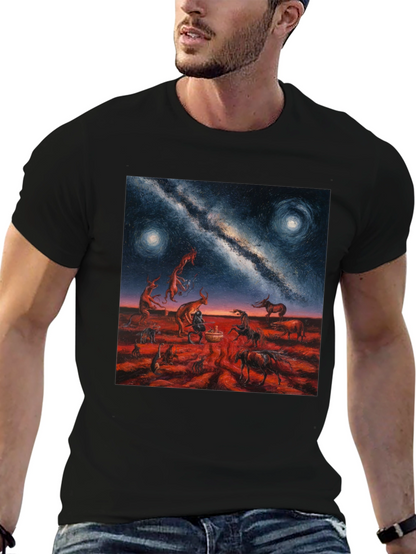 Surreal Night Sky Graphic Tee - Unique Black T-Shirt