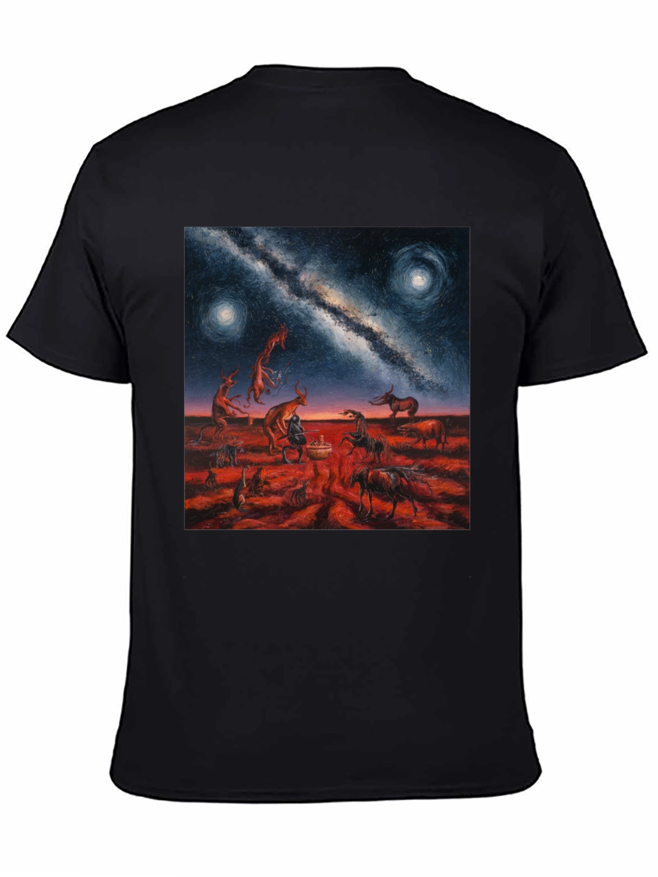 Surreal Night Sky Graphic Tee - Unique Black T-Shirt