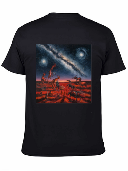 Surreal Night Sky Graphic Tee - Unique Black T-Shirt
