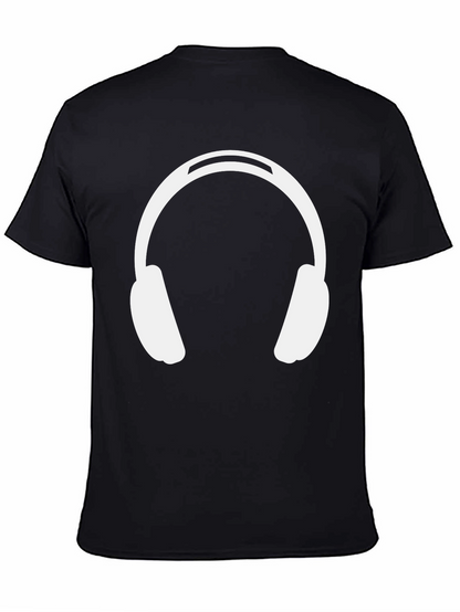 Headphones Graphic Tee - Black Cotton Casual Wear