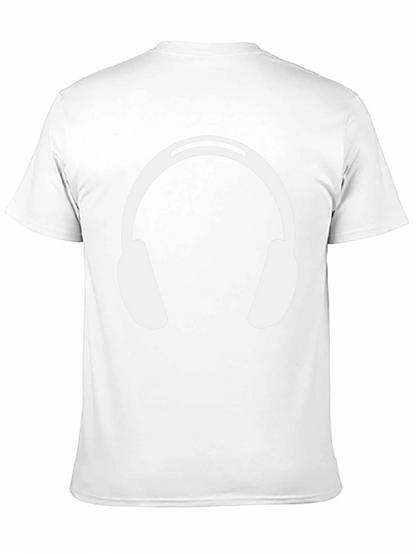 Headphones Graphic Tee - Black Cotton Casual Wear