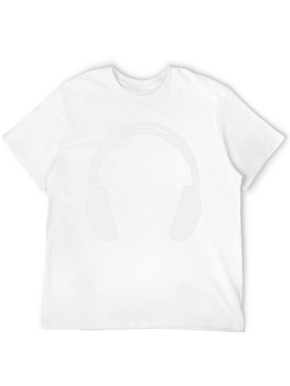 Headphones Graphic Tee - Black Cotton Casual Wear