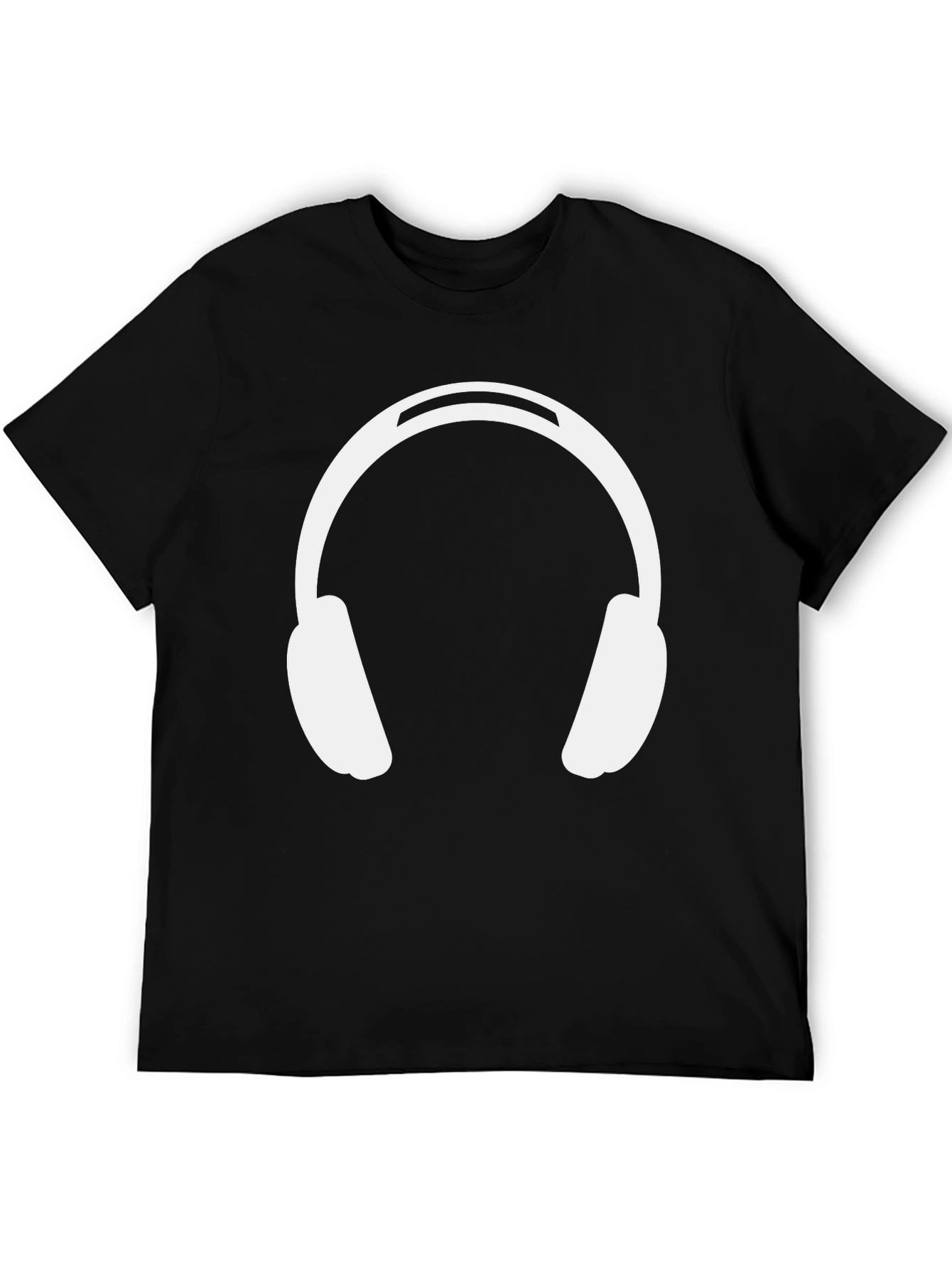 Headphones Graphic Tee - Black Cotton Casual Wear