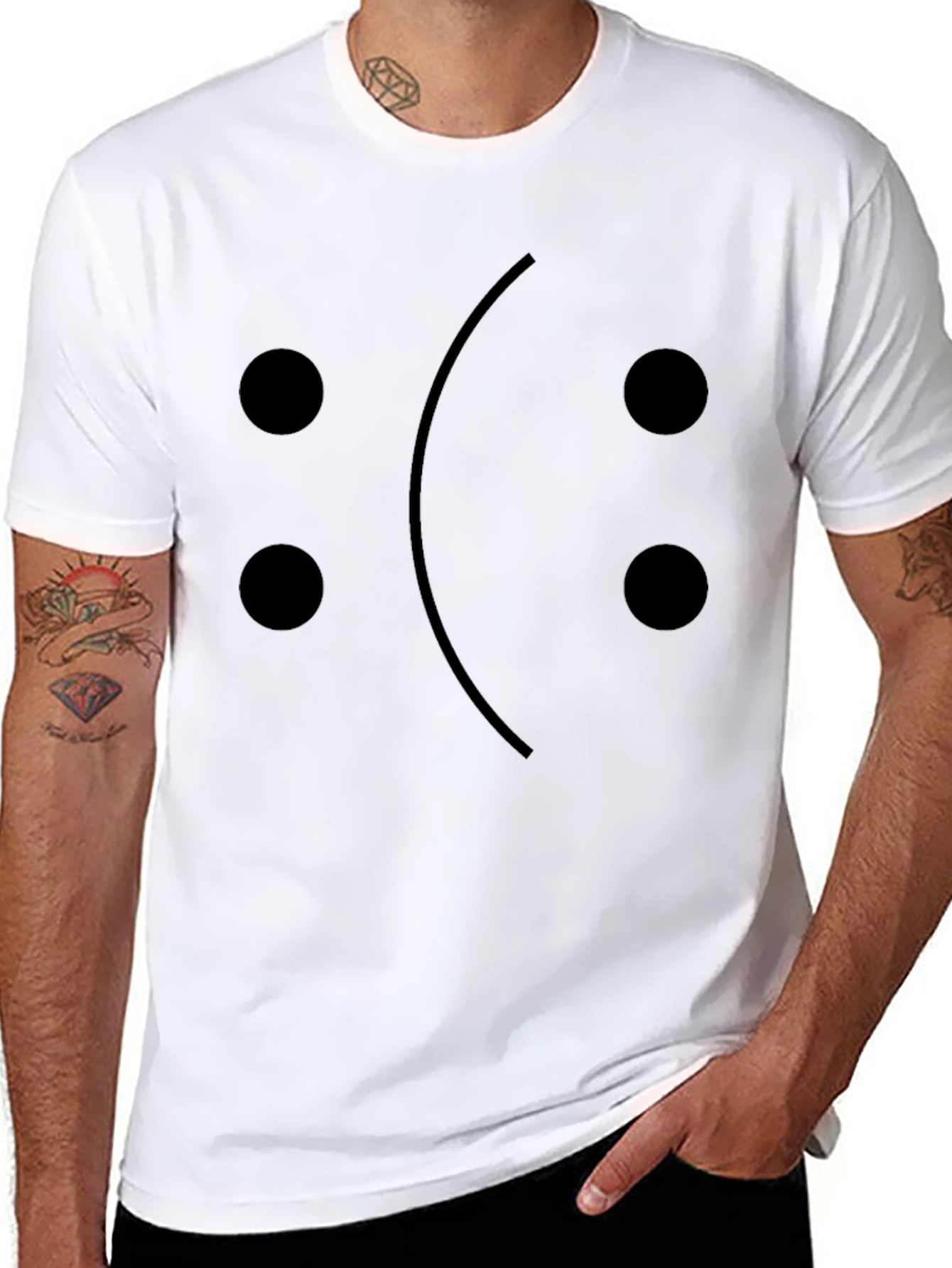 Sad Emoji Face T-Shirt - Black Cotton Graphic Tee
