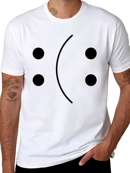 Sad Emoji Face T-Shirt - Black Cotton Graphic Tee