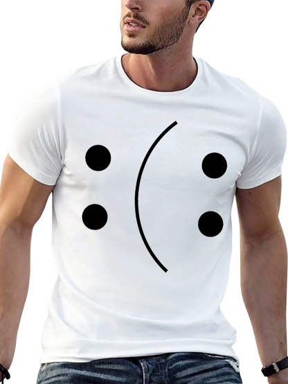 Sad Emoji Face T-Shirt - Black Cotton Graphic Tee