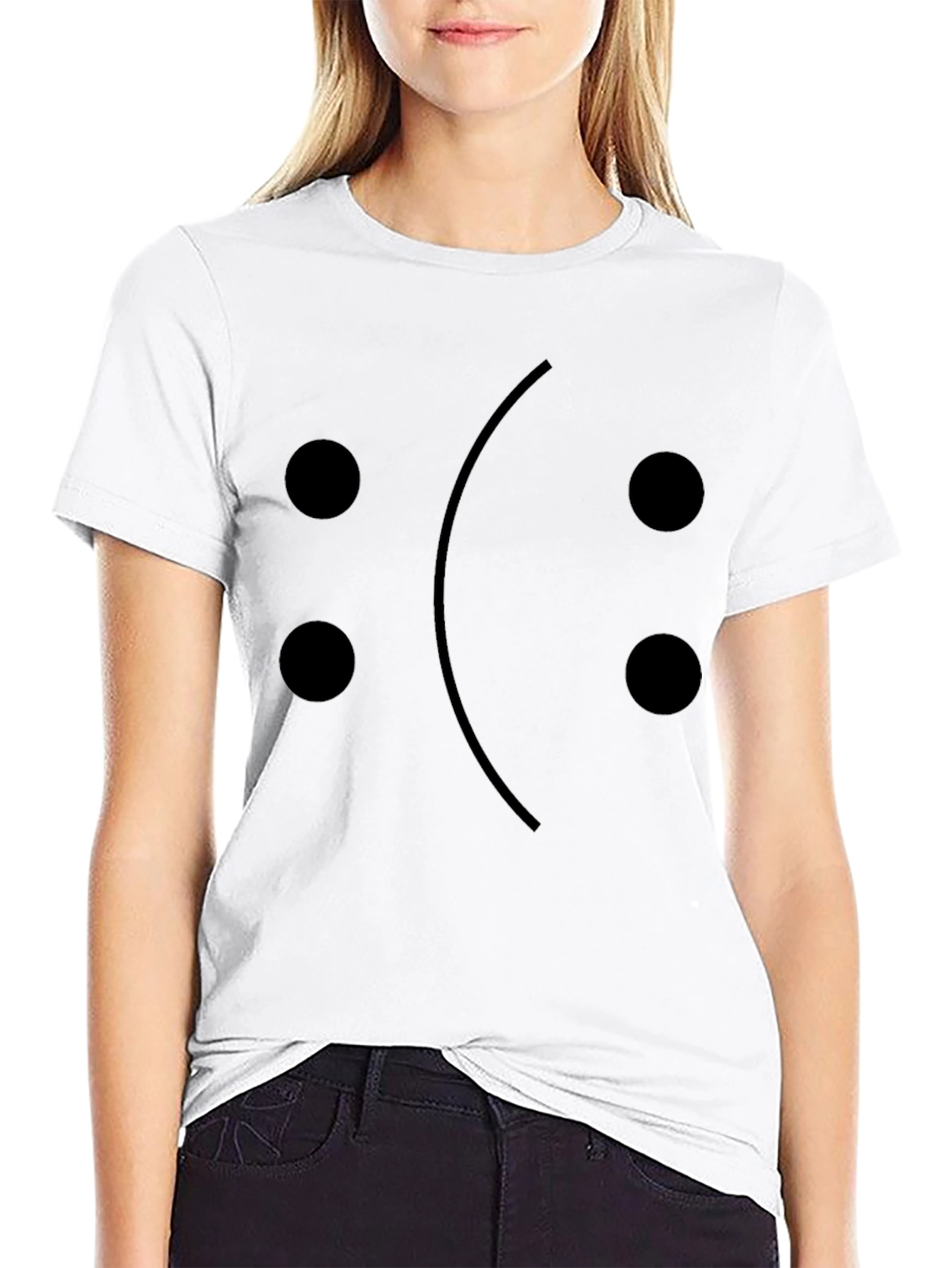 Sad Emoji Face T-Shirt - Black Cotton Graphic Tee