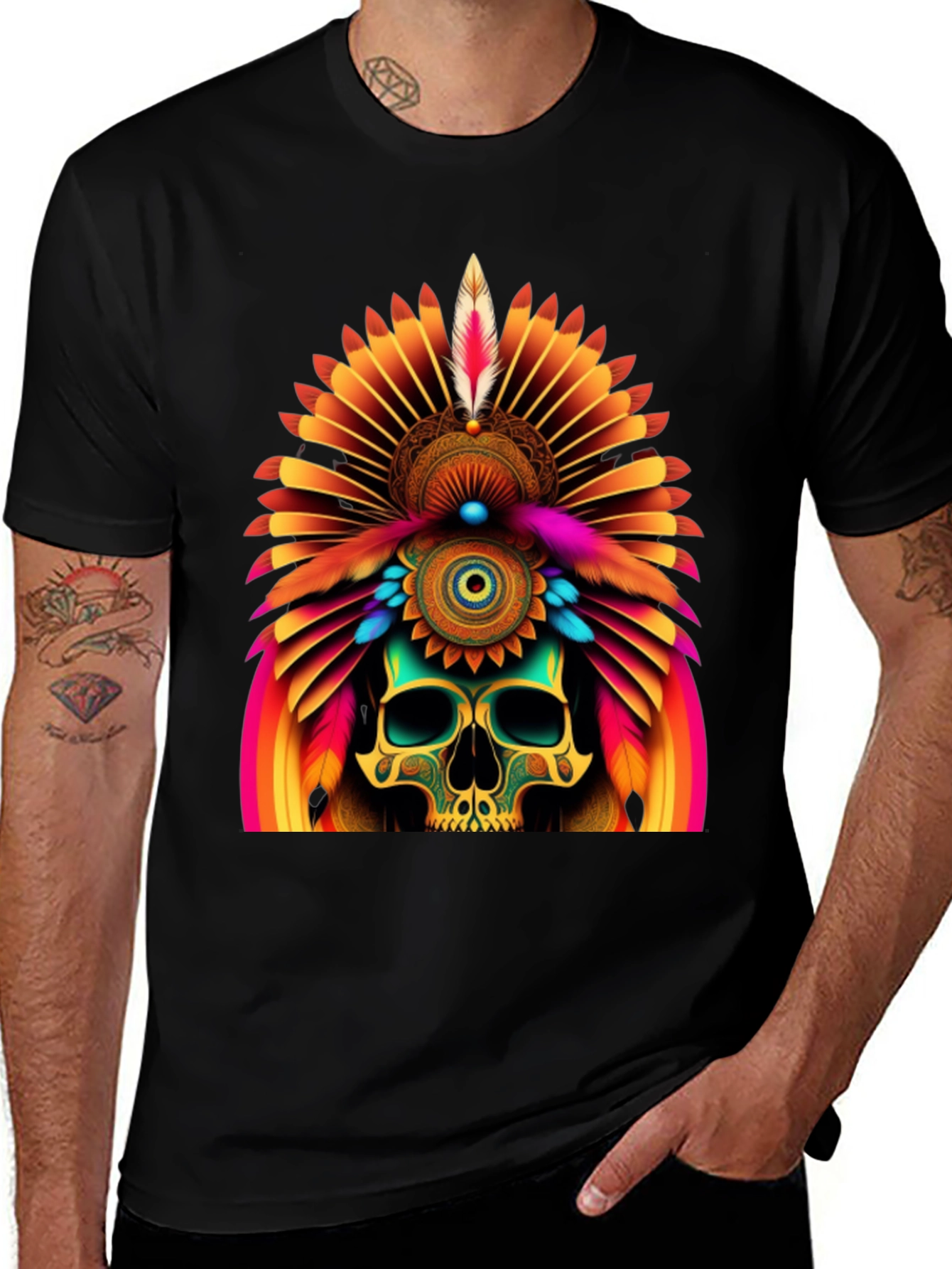 Skull Chief Headdress Graphic Tee