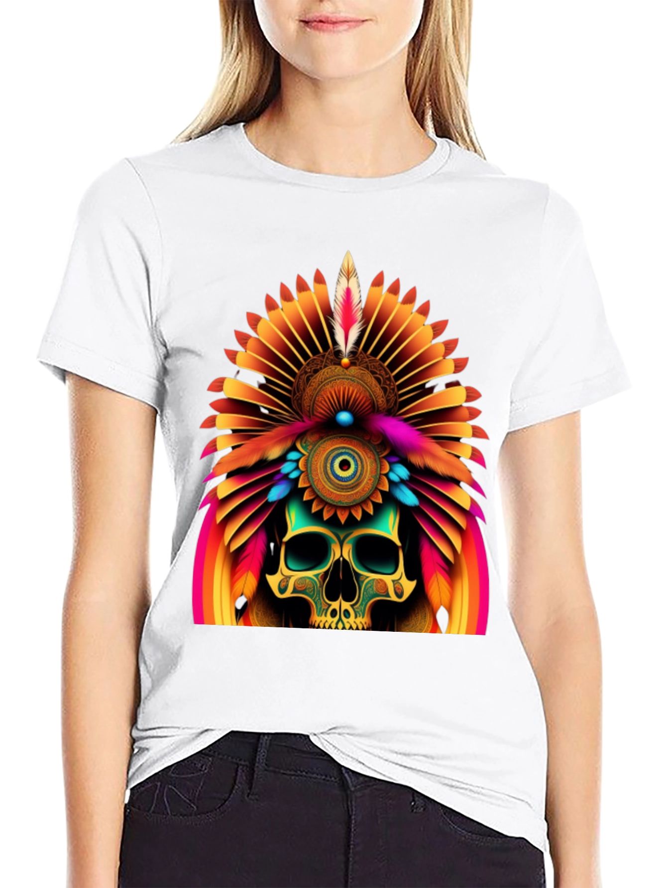 Skull Chief Headdress Graphic Tee