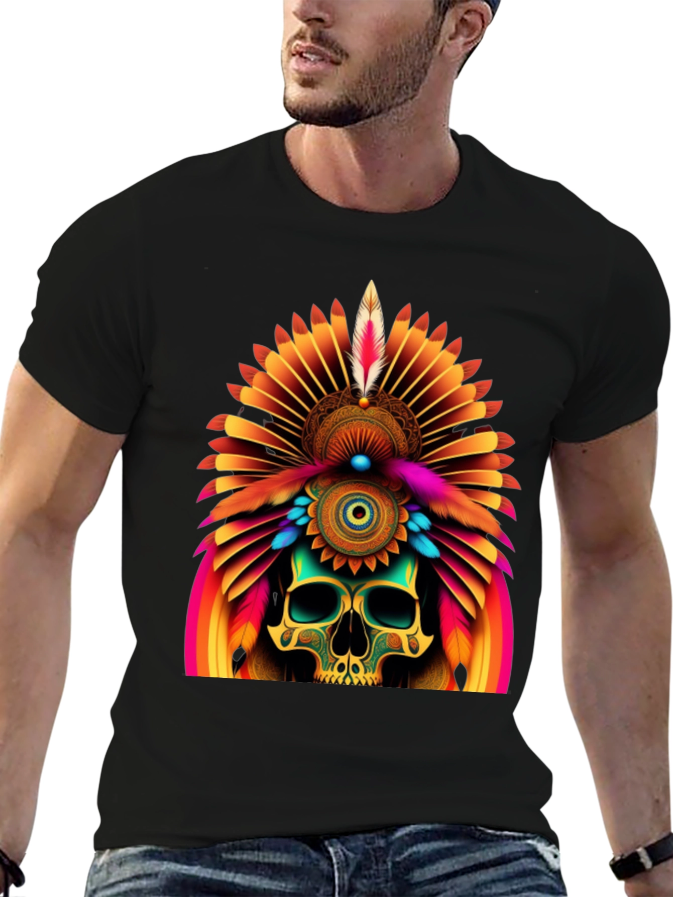 Skull Chief Headdress Graphic Tee