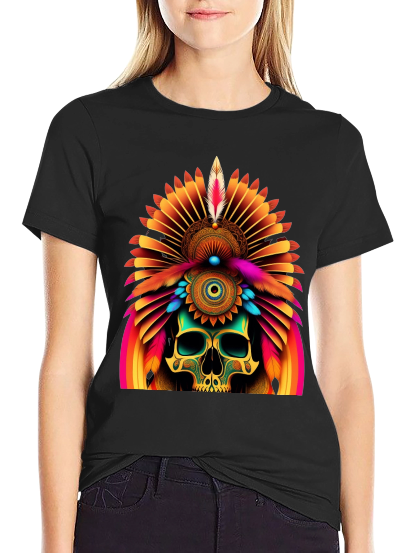 Skull Chief Headdress Graphic Tee