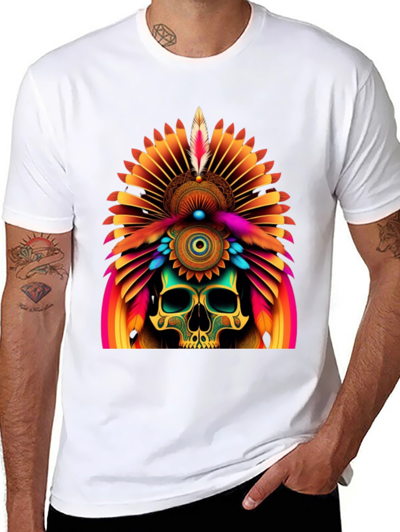 Skull Chief Headdress Graphic Tee