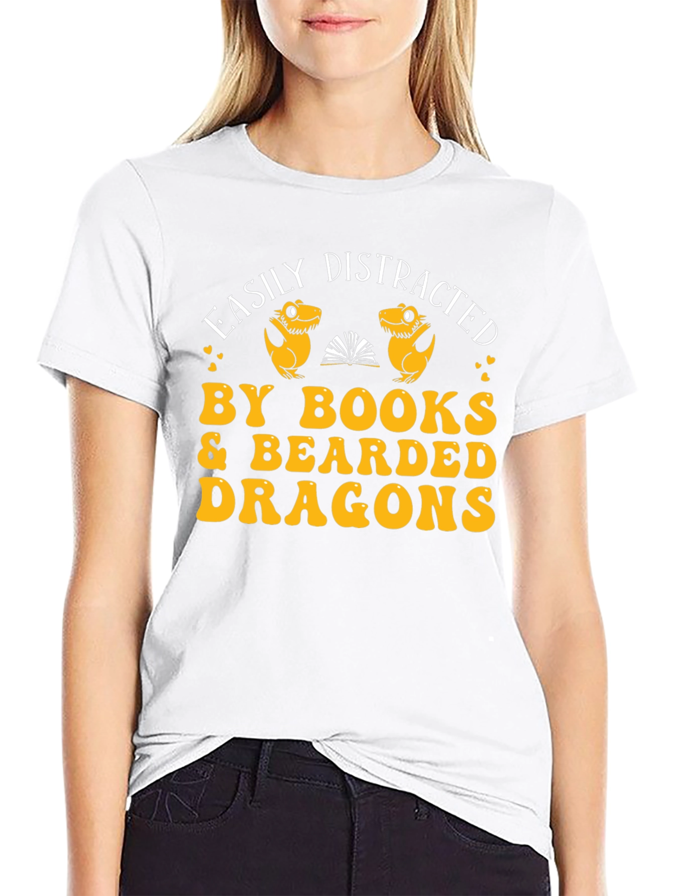 Easily Distracted By Books & Bearded Dragons Graphic Tee